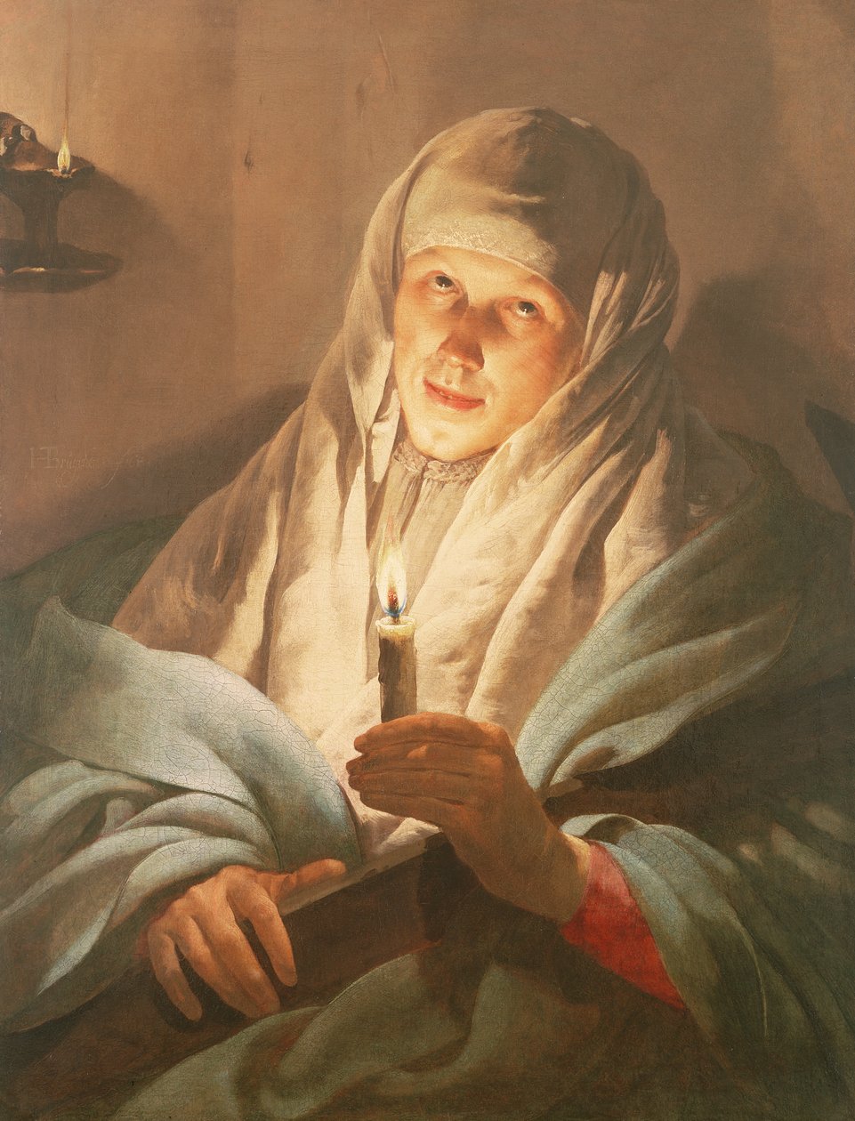 A Woman with a Candle and Cross by Hendrick ter Brugghen