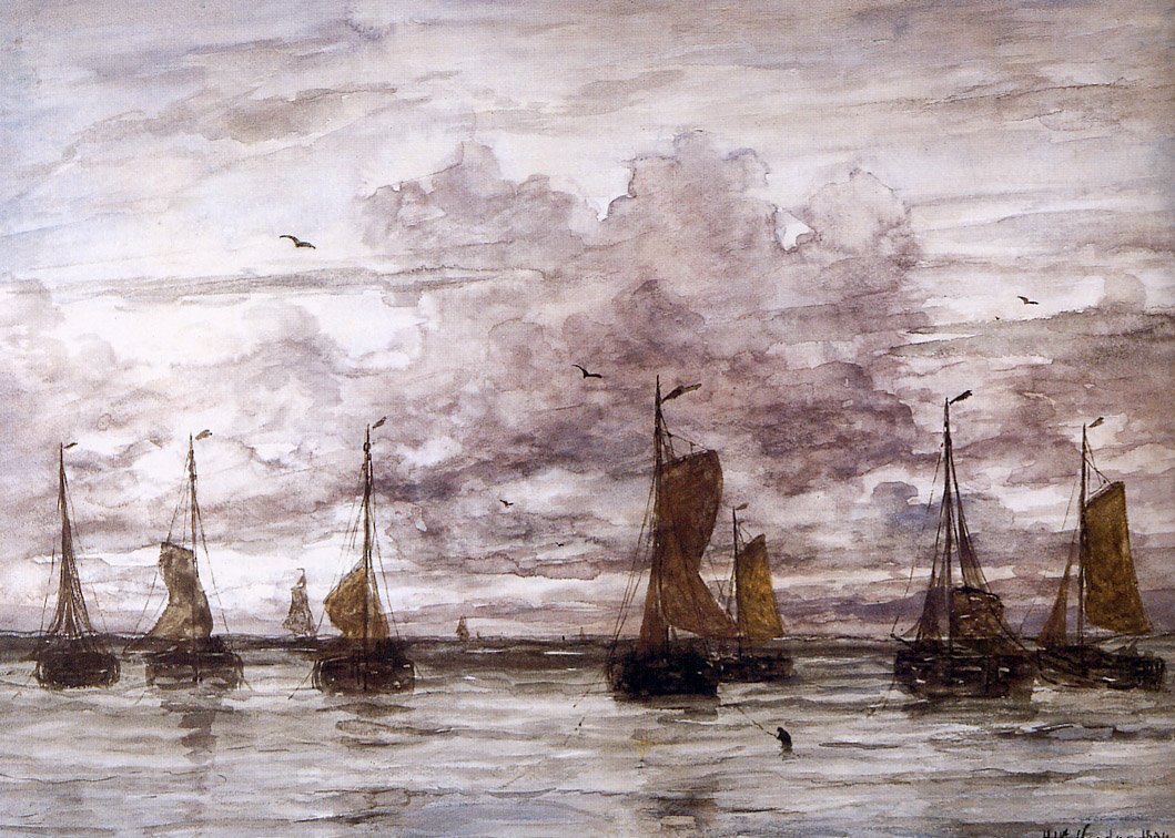 Ships at Anchor by Hendrik Willem Mesdag