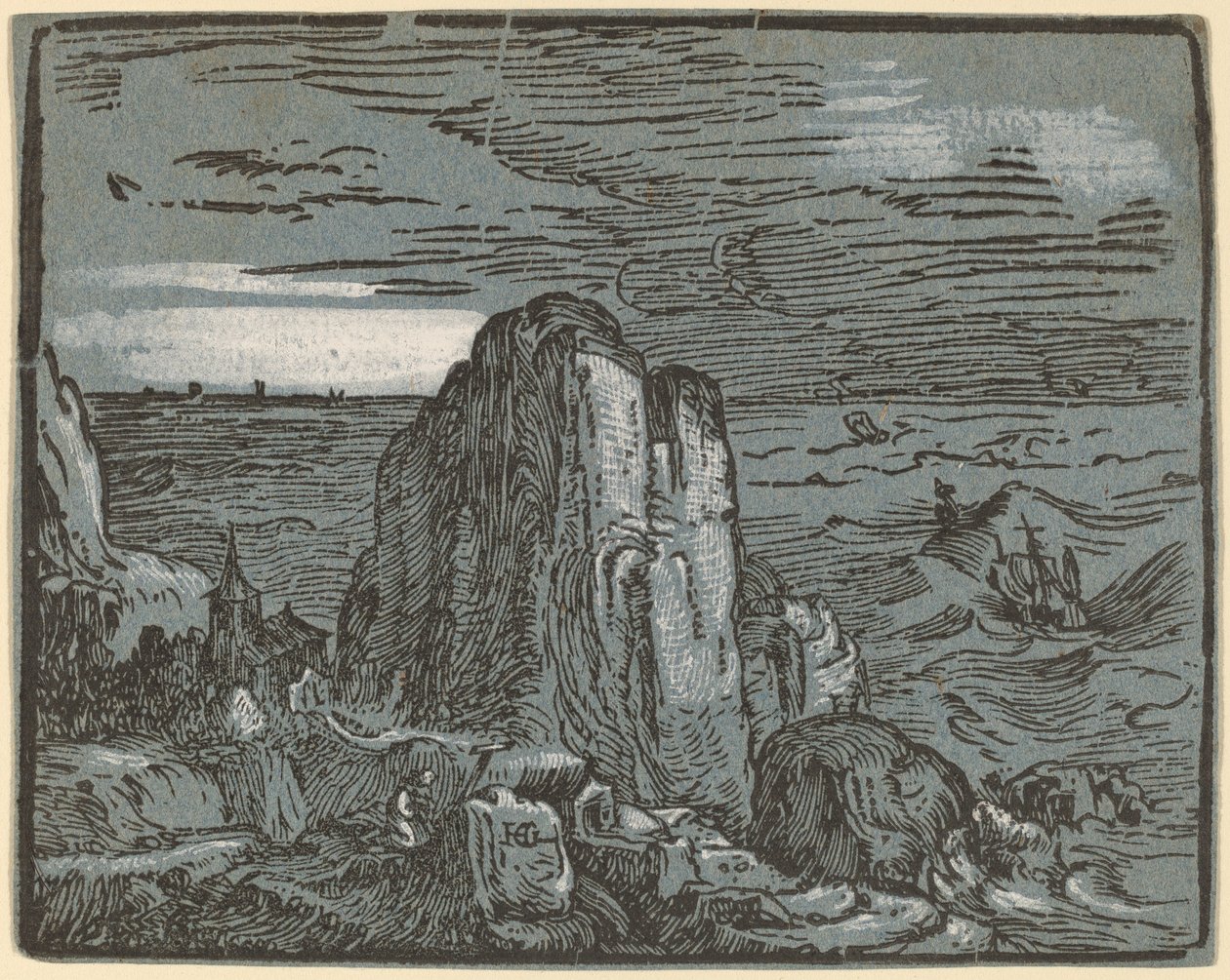 Cliff on a Seashore by Hendrik Goltzius