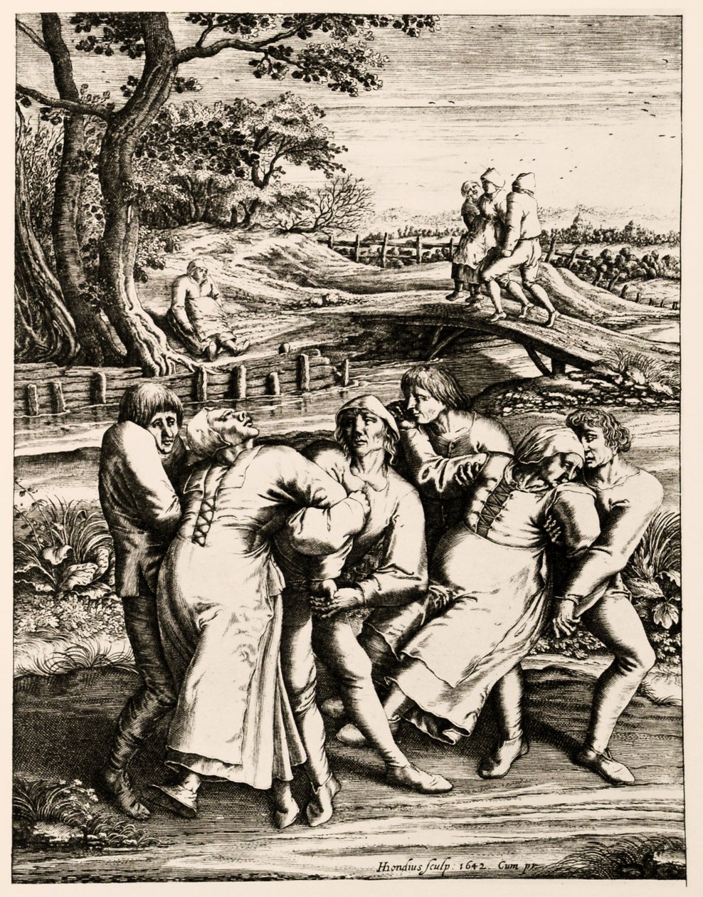 Dancing Plague, Strasbourg, Alsace. 1518 by Hendrik I Hondius