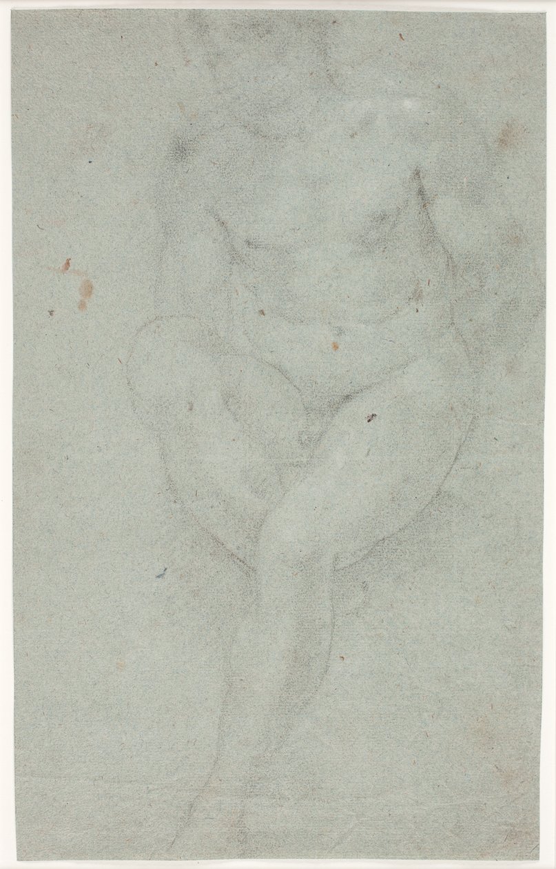 Male Model Study, Seated with Right Leg Drawn Up by Hendrik Krock
