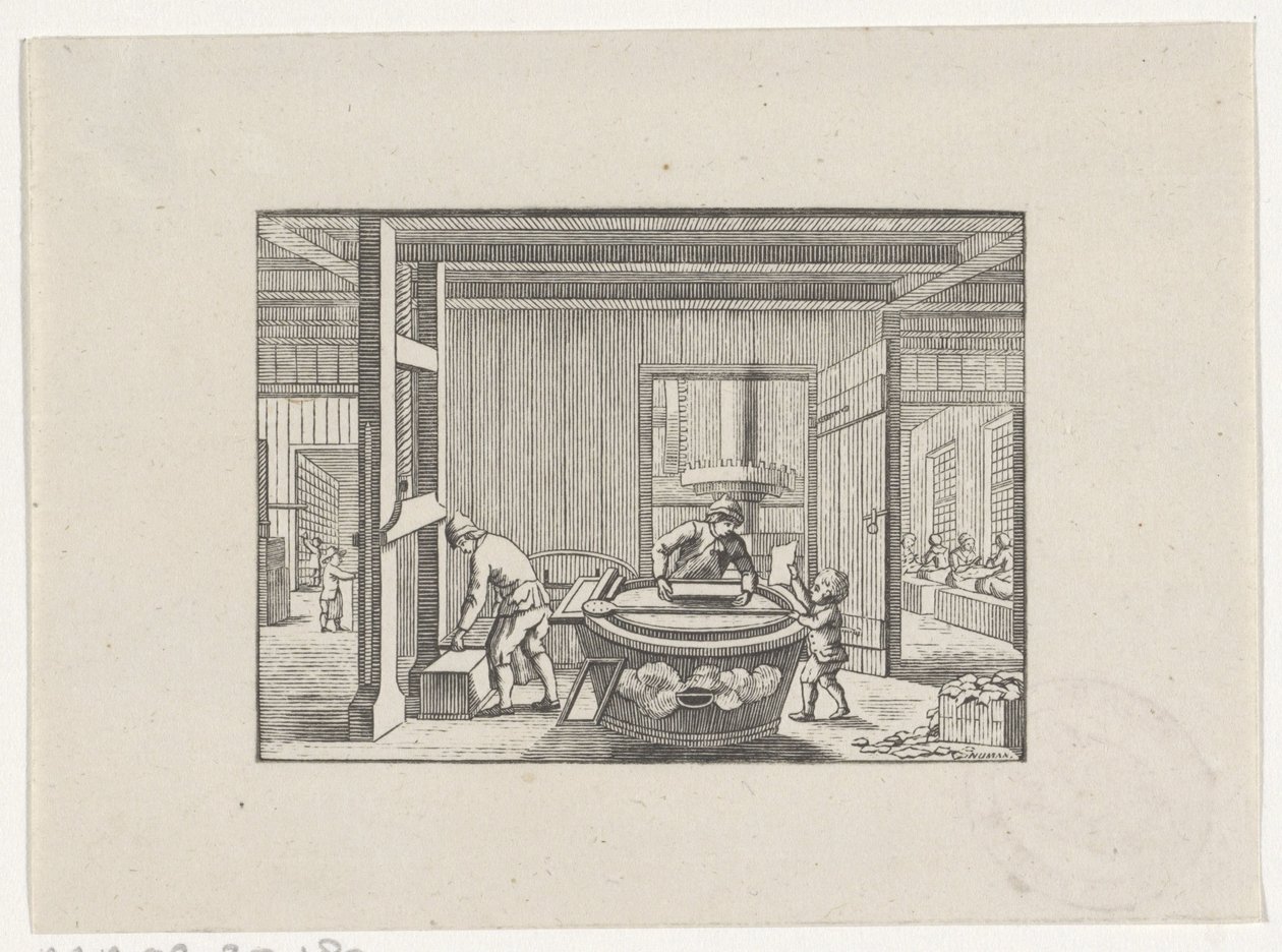 Figures Working in a Paper Workshop by Hendrik Numan