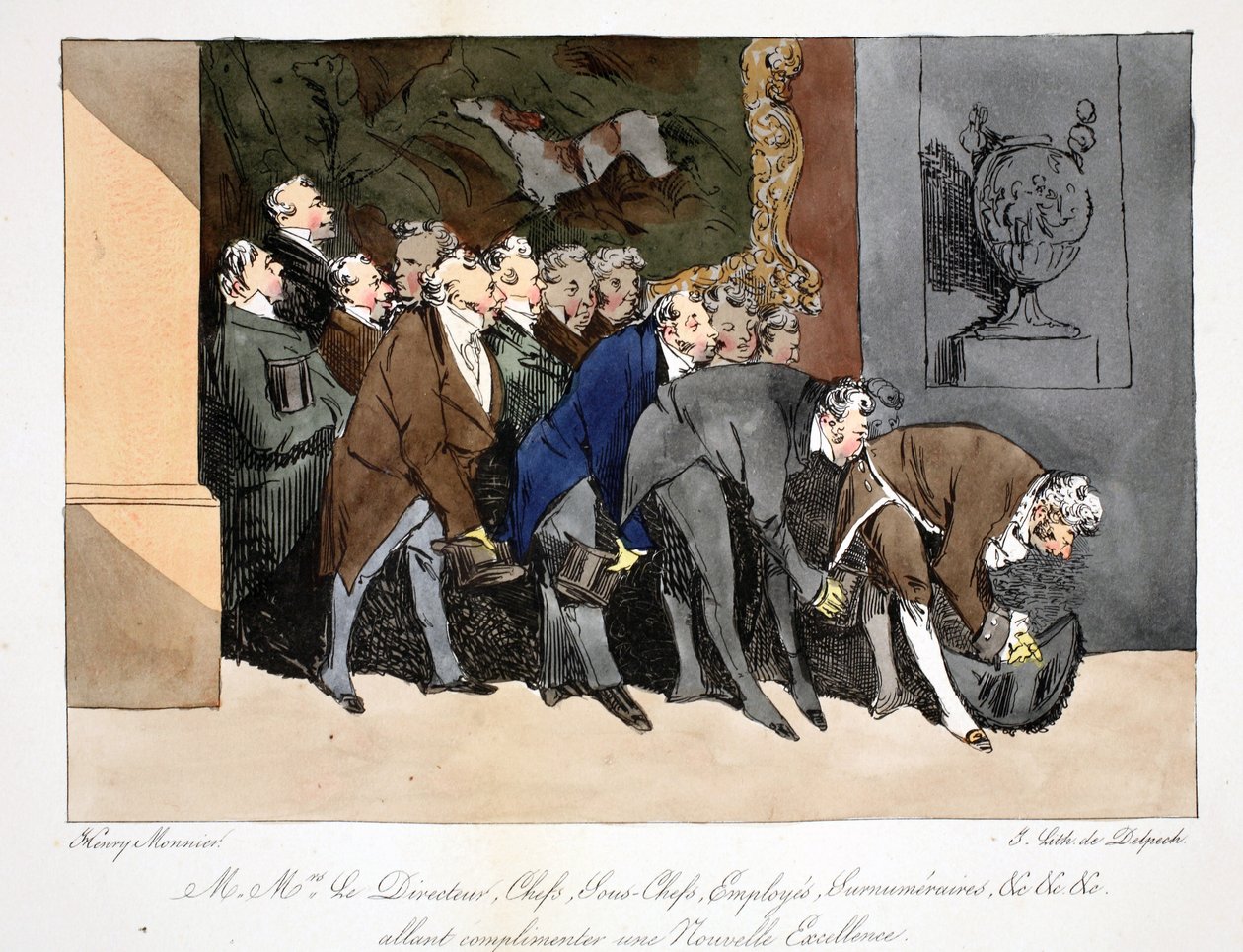 The Director, Chiefs, Sub-Chiefs, Employees, Supernumeraries, etc. going to Compliment a New Excellence, illustration from 