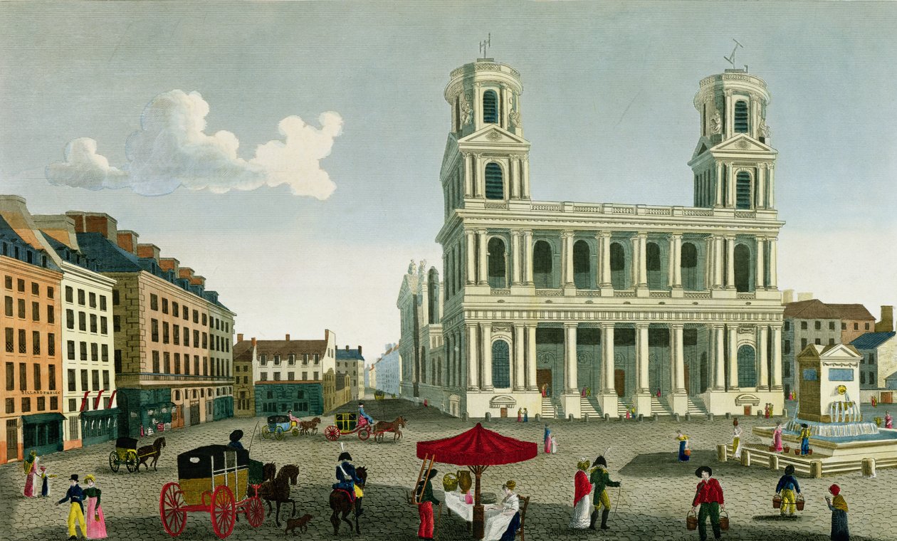 View of the Church of Saint-Sulpice, engraved by Anne Rosalie Filleul by Henri Courvoisier Voisin