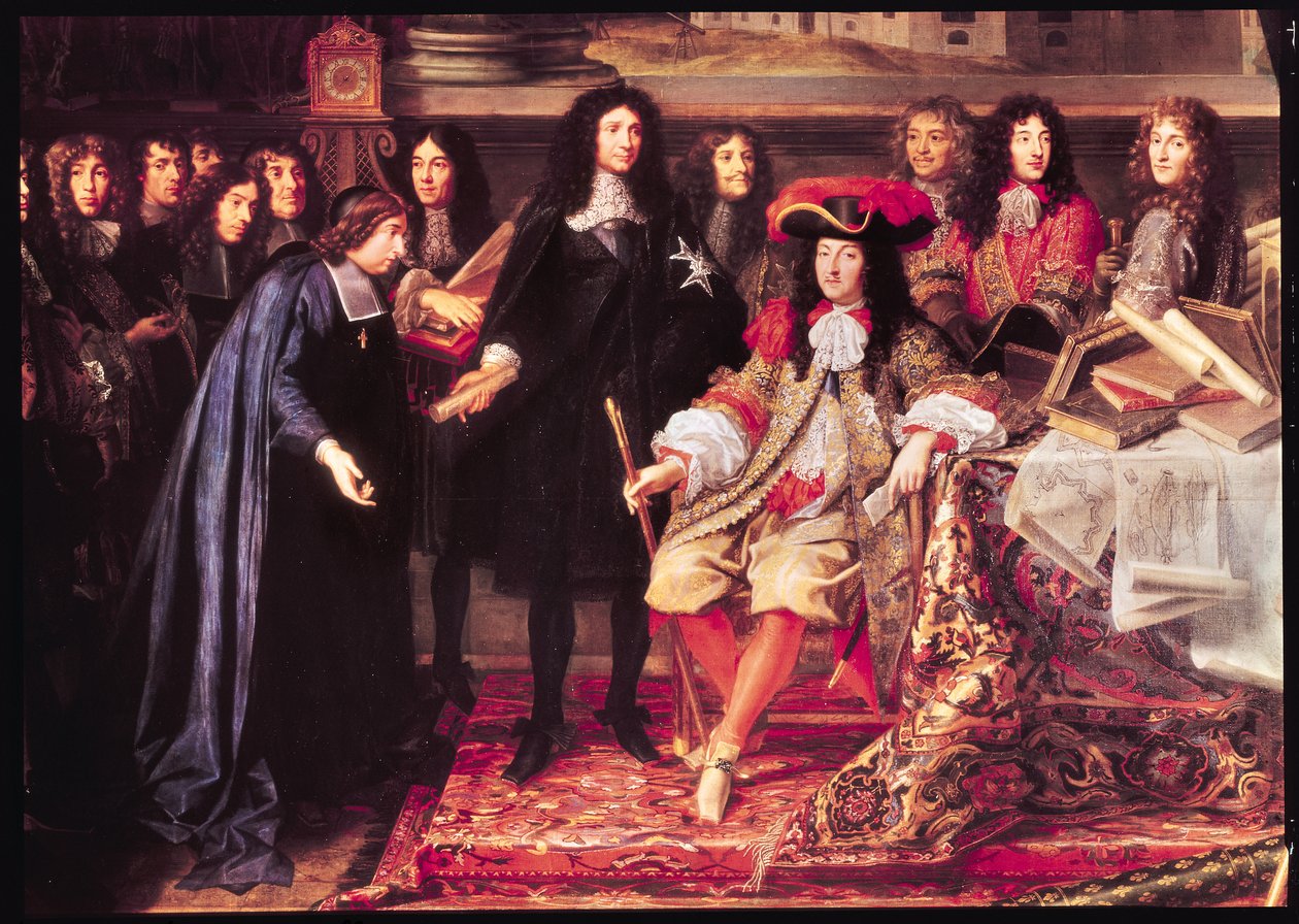 Jean-Baptiste Colbert Presenting the Members of the Royal Academy of Science to Louis XIV (detail) by Henri Testelin