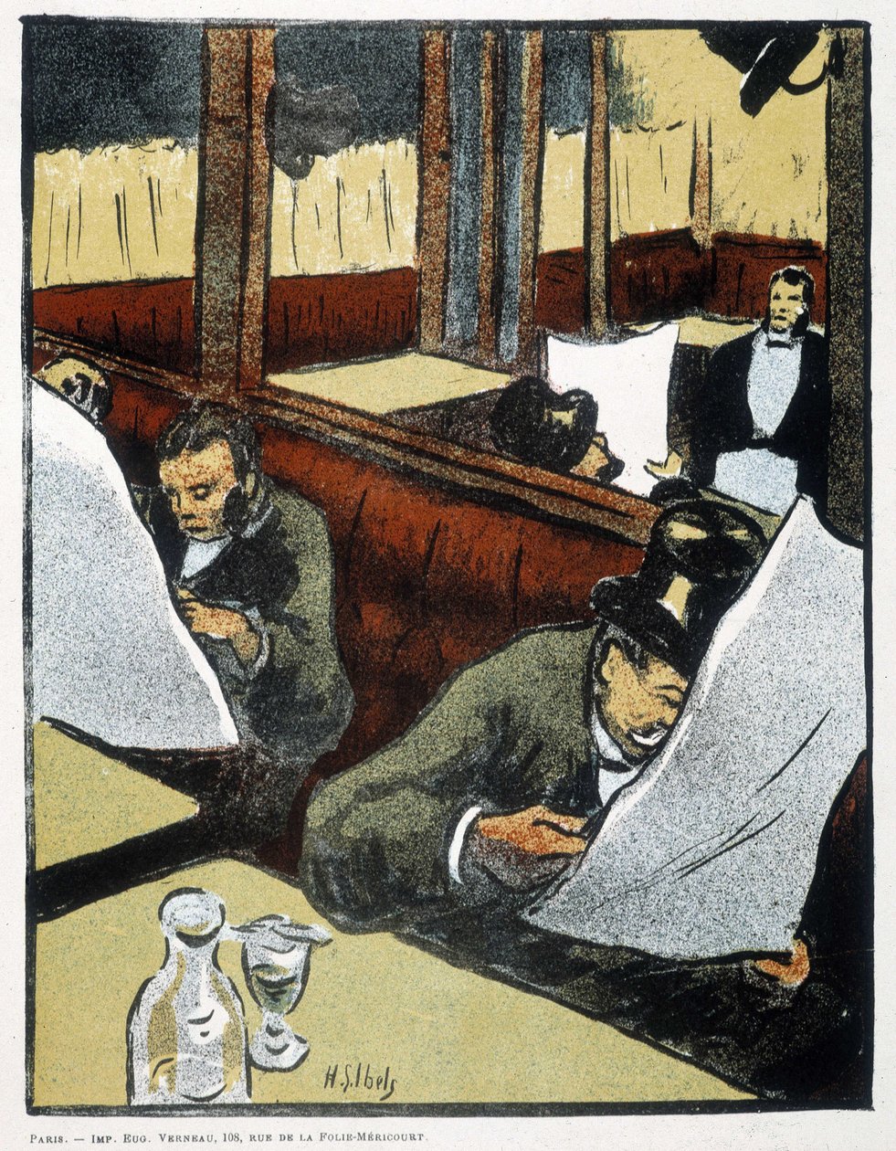 At the Cafe - Drawing by Henri Gabriel Ibels