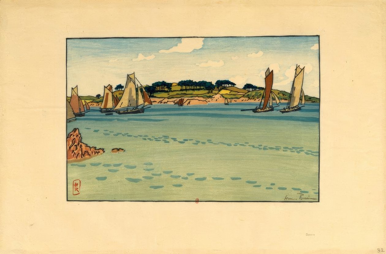 Henri Rivière, Barges in Front of... by Henri Rivière