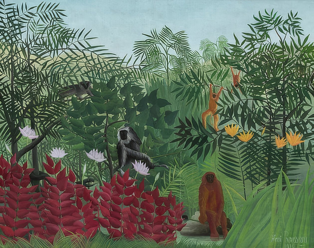 Tropical Forest with Monkeys. 1910 by Henri Rousseau