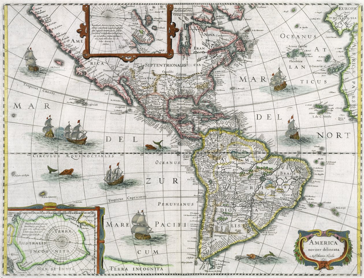 Map of the Americas, 1631 by Henricus Hondius II
