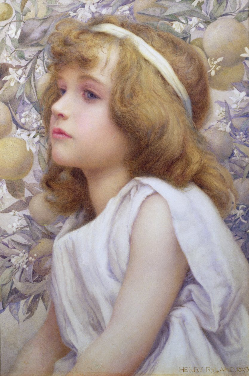 Girl with Apple Blossom by Henry Ryland