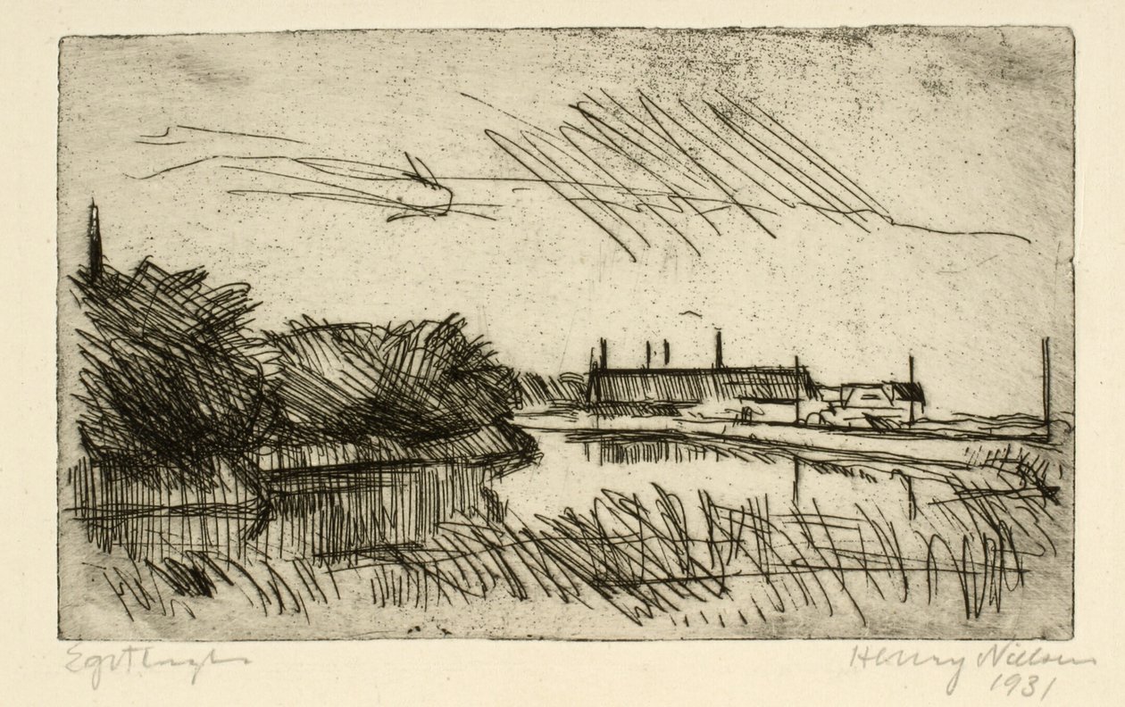 Landscape with Stream and Houses by Henry Nielsen
