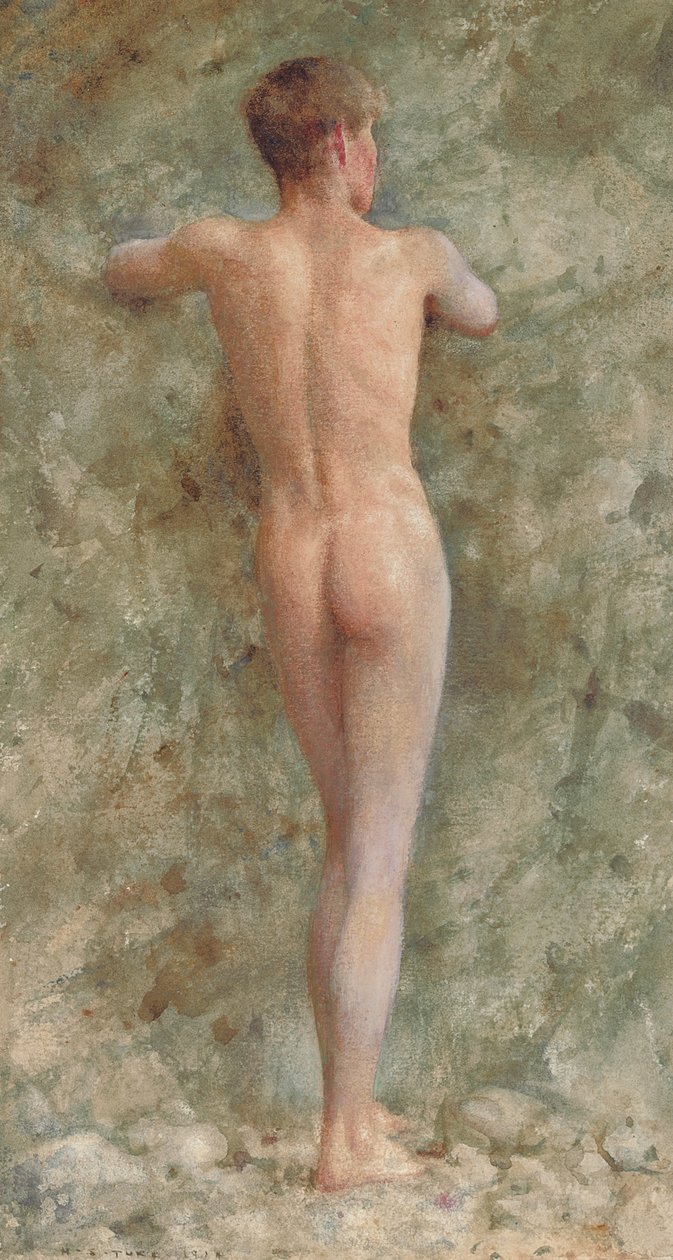 A Standing Male Nude by Henry Scott Tuke