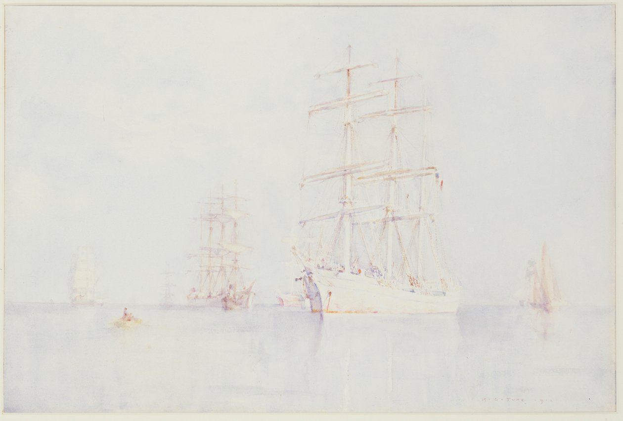 Moored Clippers by Henry Scott Tuke