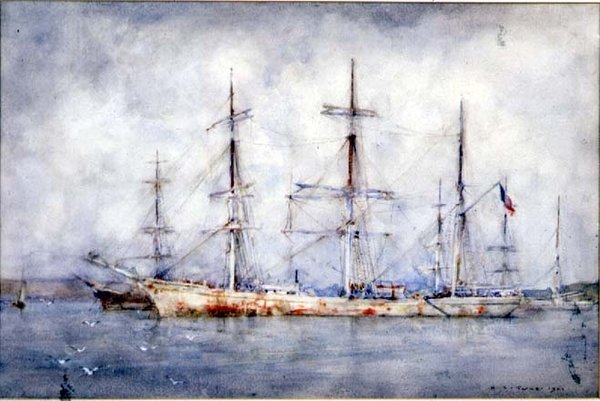 Schooner at Anchor by Henry Scott Tuke