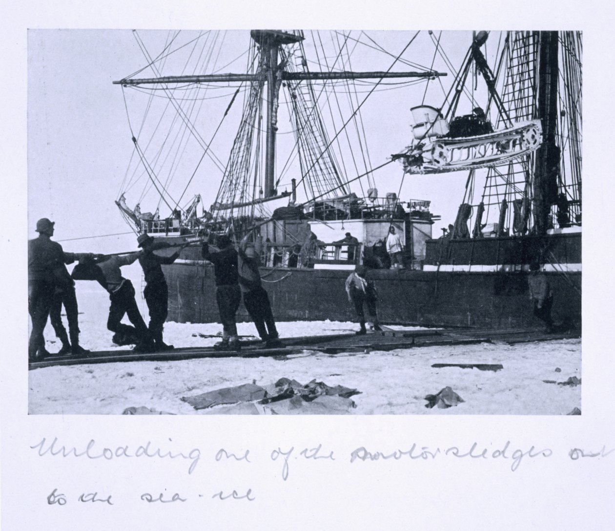 Unloading One of the Motorised Sledges onto the Sea-Ice, from 