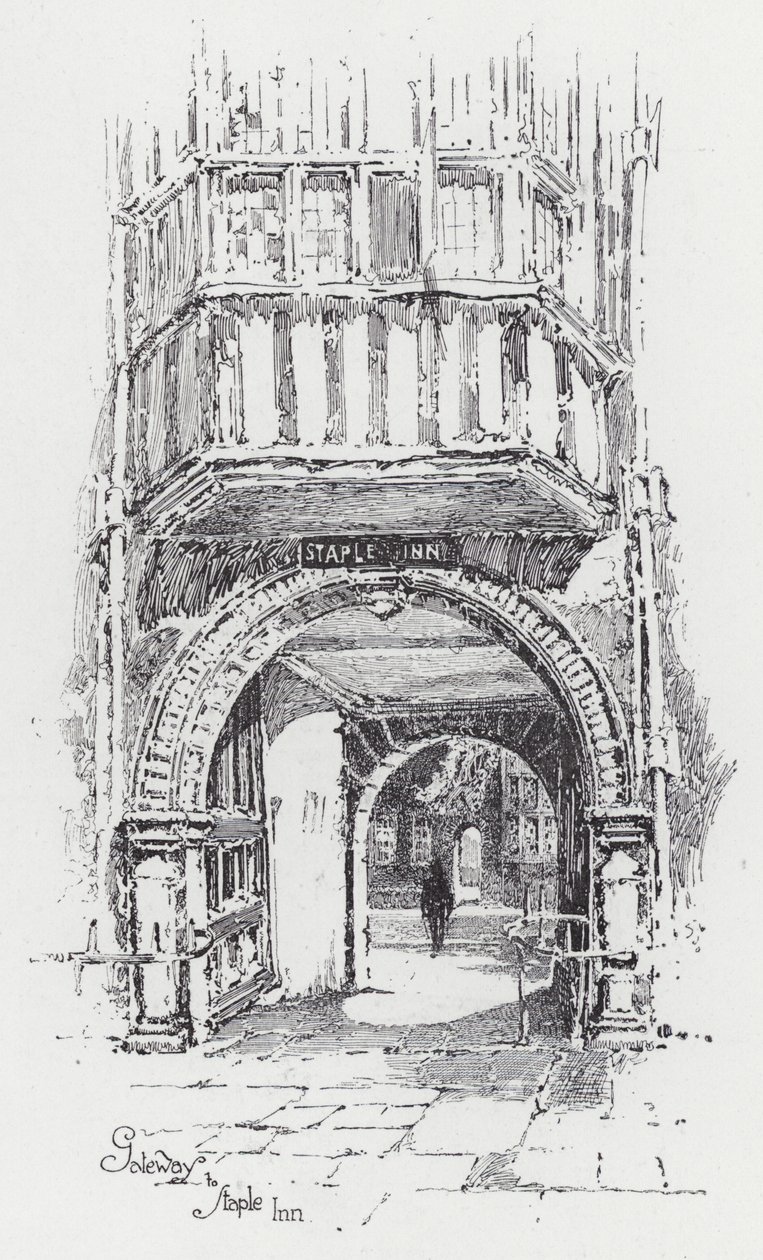 Gateway to Staple Inn by Herbert (after) Railton