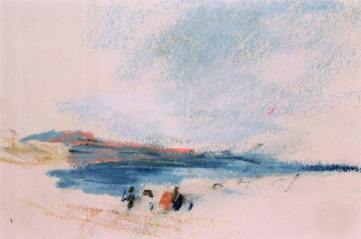 A Bay, with Blue Water and Figures in the Foreground by Hercules Brabazon Brabazon