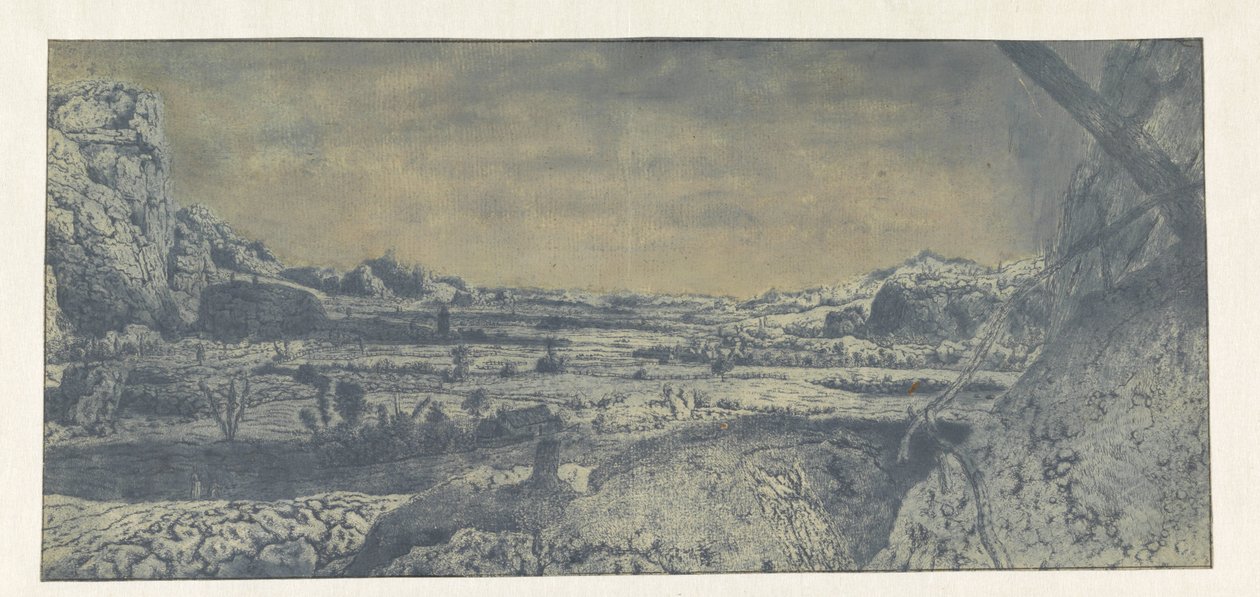 Mountain Valley with Fenced Fields by Hercules Segers