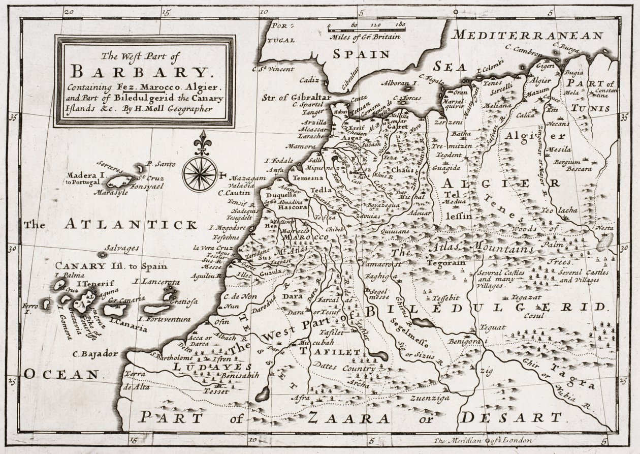 Map of The West Part of Barbary, c.1720 by Hermann Moll