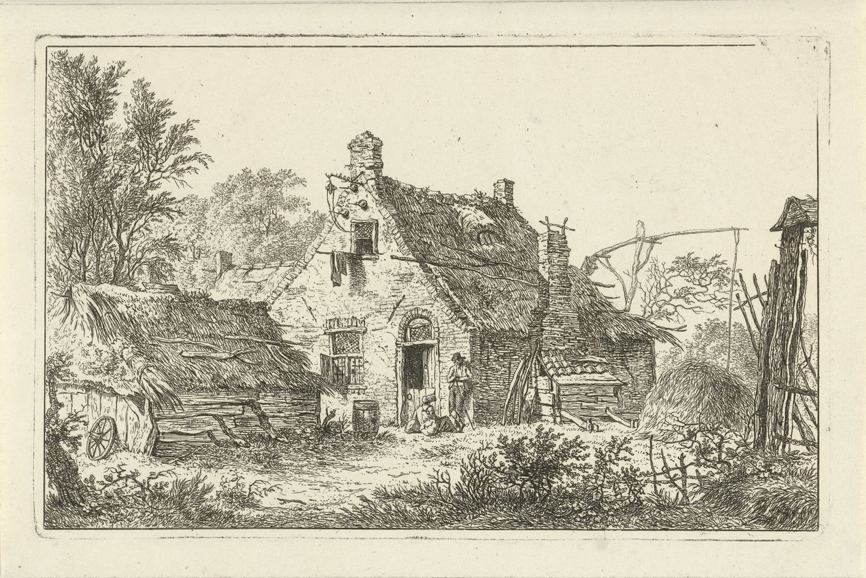 Farm with Standing Man and Seated Woman by Hermanus Fock