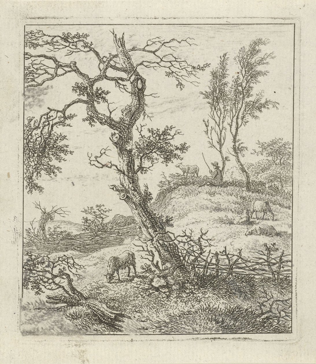 Landscape with Shepherd on Hill by Hermanus Fock
