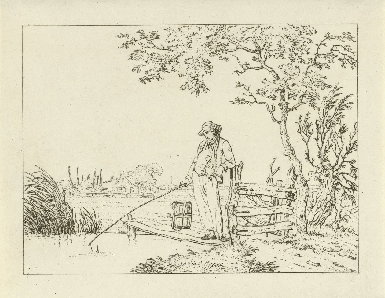 Fisherman on a Jetty by Hermanus Fock