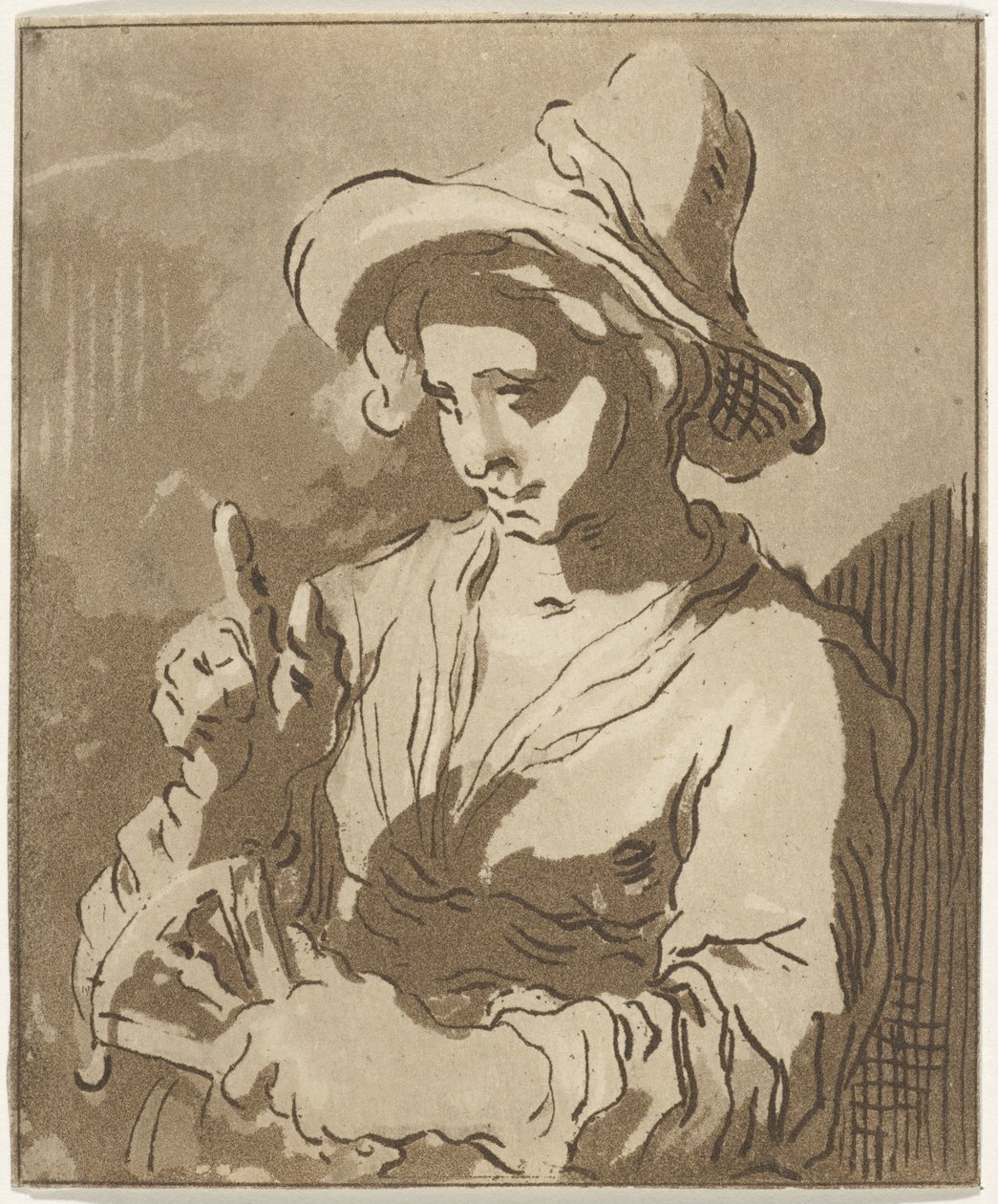 Woman with Fan by Hermanus Fock