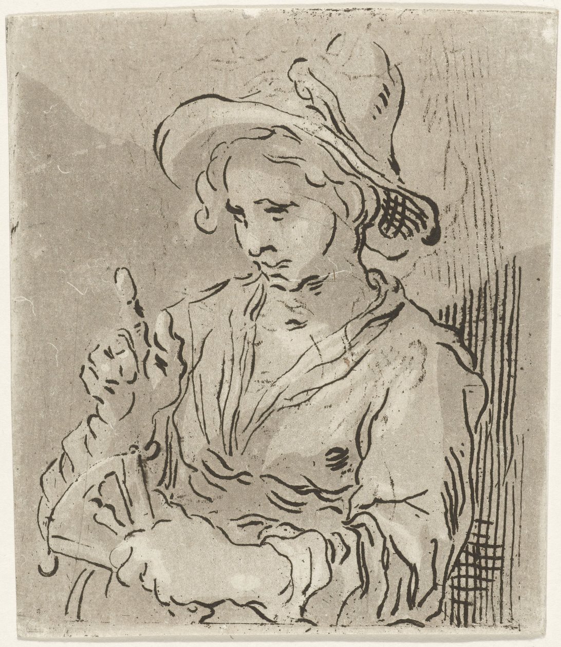 Woman with Fan by Hermanus Fock