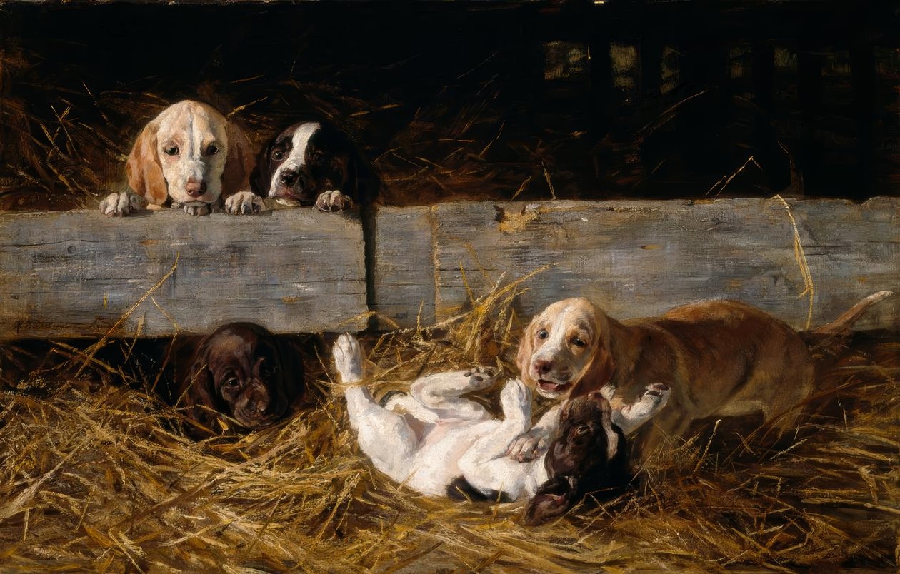 Playing Puppies by Hermine Biedermann Arendt