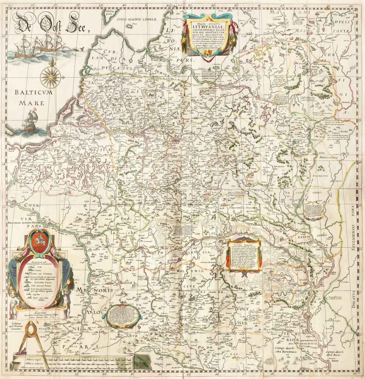 Map of the Grand Duchy of Lithuania and Adjacent Regions by Hessel Gerritsz, Willem Janszoon