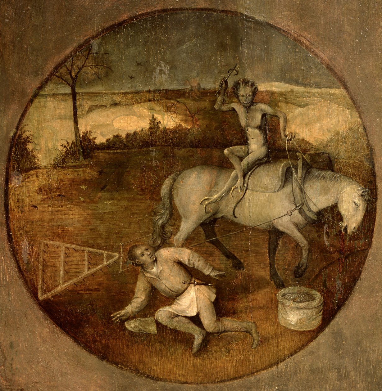 Ploughman unhorsed by a demon by Hieronymus Bosch