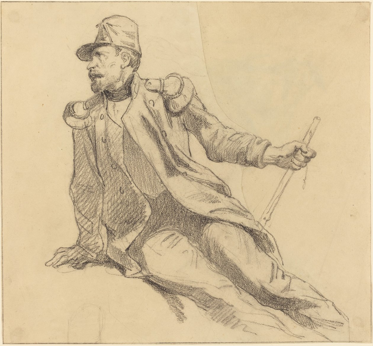 A Seated Soldier by Hippolyte Bellange