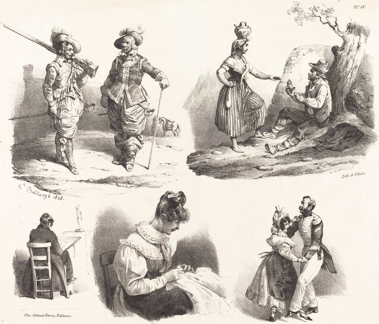 Five Vignettes by Hippolyte Bellange