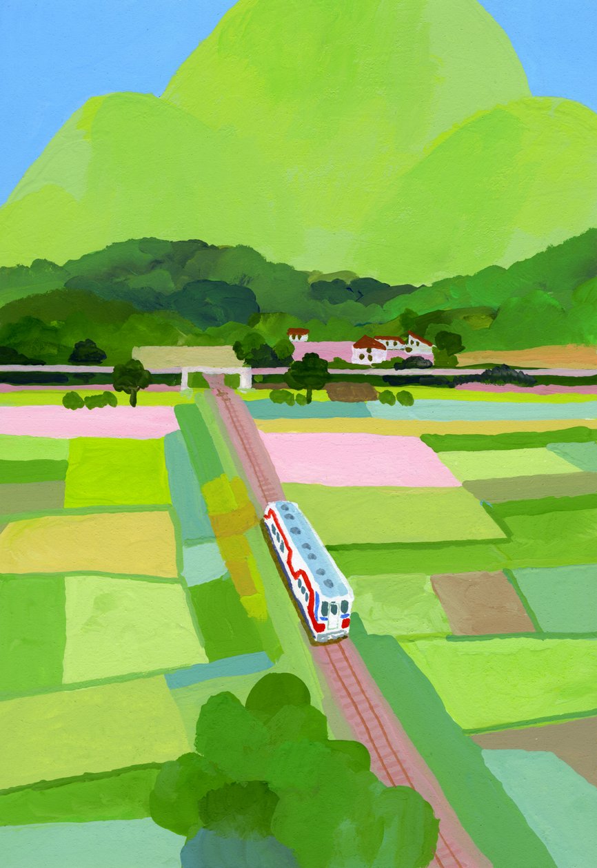 Big Green Mountain and Rice Field by Hiroyuki Izutsu