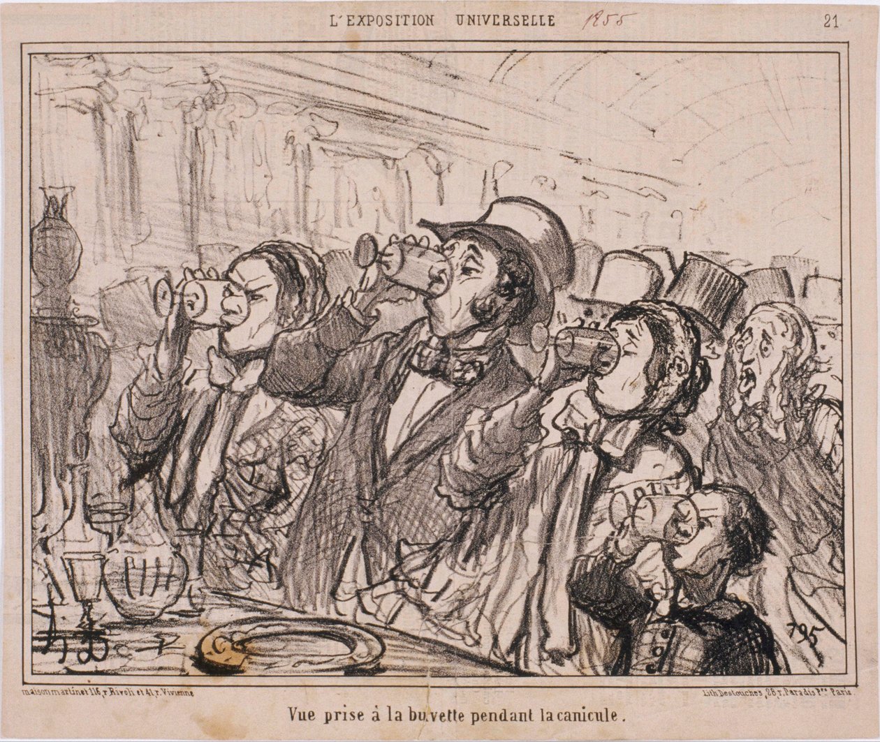 The Universal Exposition - View Taken at the Refreshment Stand During the Heatwave by Honoré Daumier