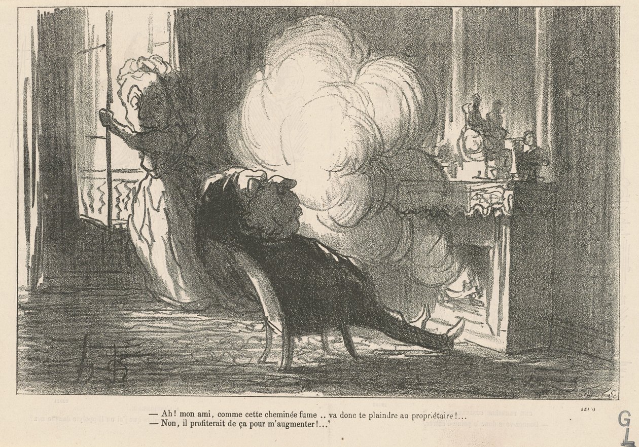 Ah! ... How this chimney smokes ... by Honoré Daumier