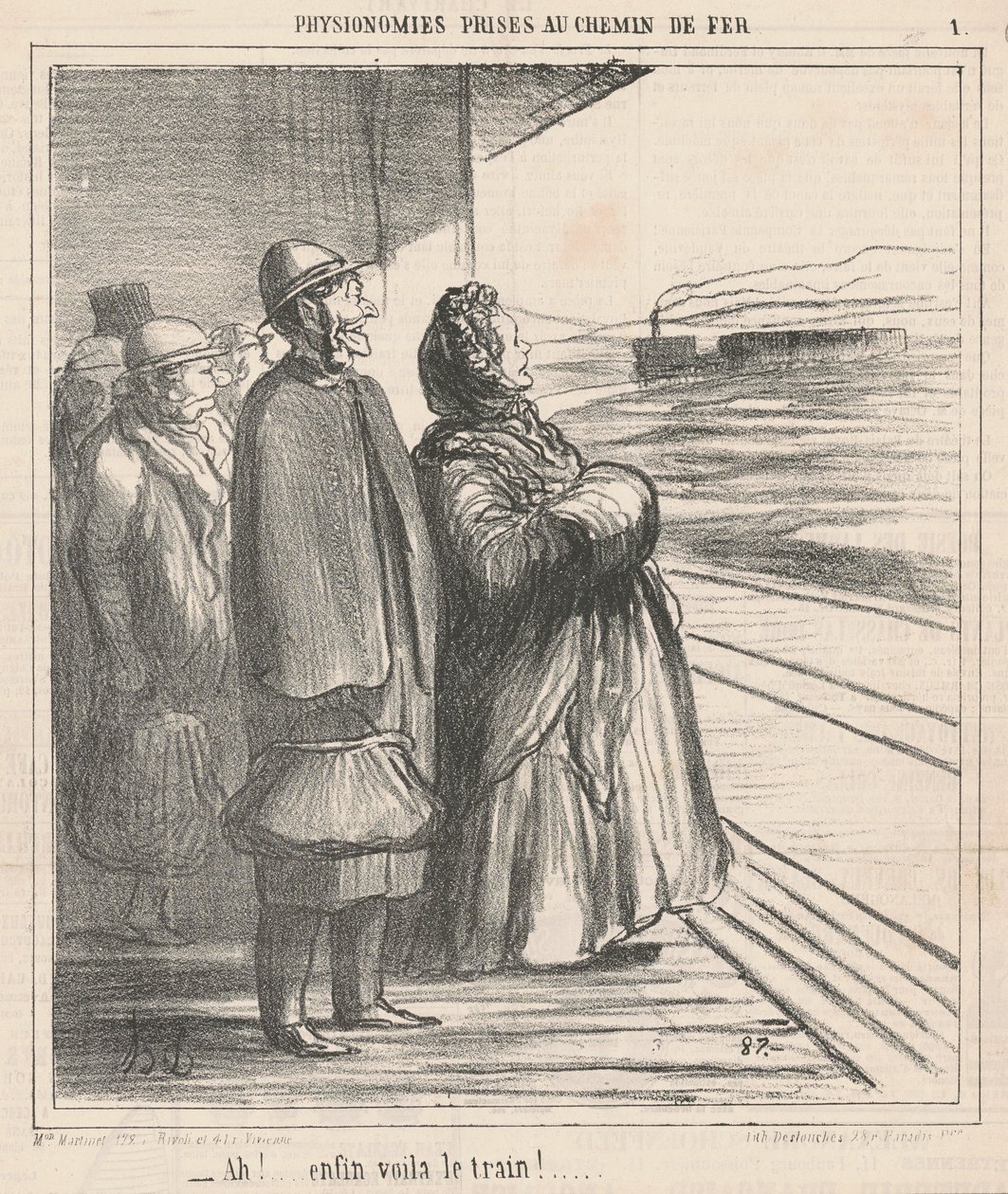 Ah! Finally, Here Comes the Train!... by Honoré Daumier