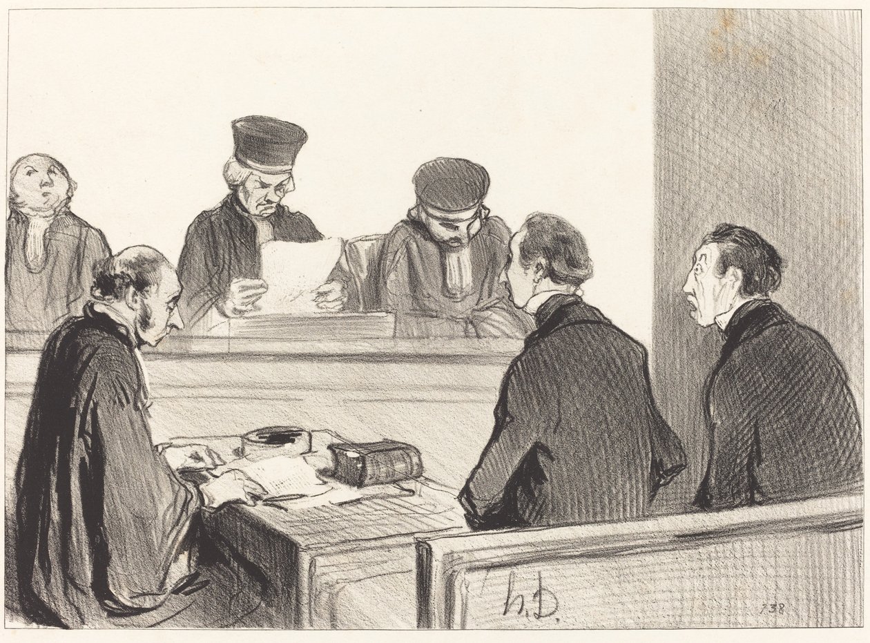 The Court, Emptying the Deliberation... by Honoré Daumier