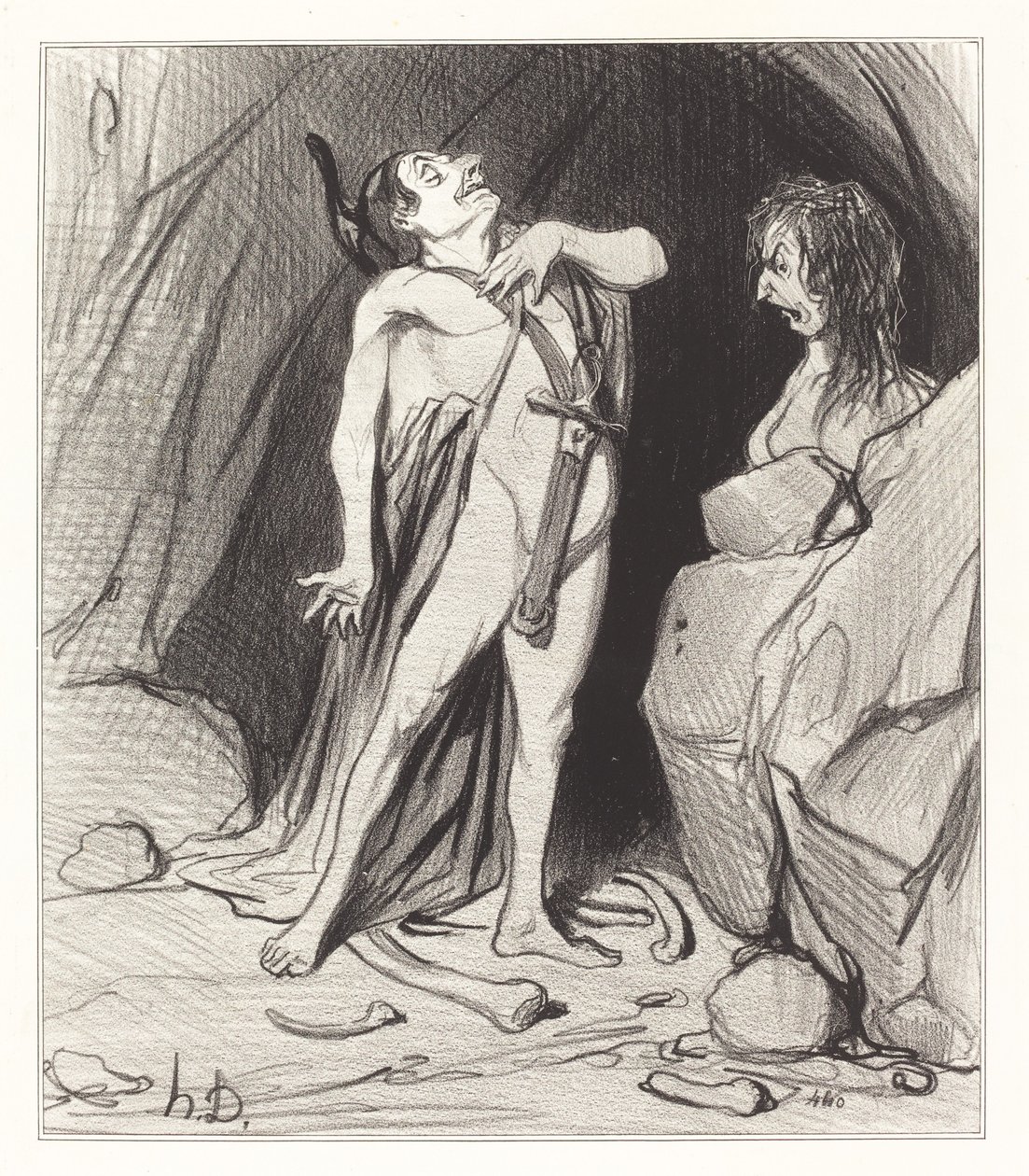 Oedipus at the Sphinx by Honoré Daumier
