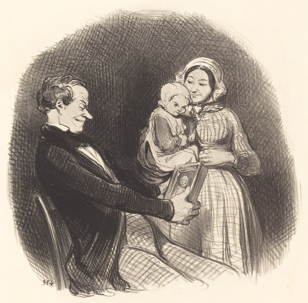 Papa Contemplating the Image of His Image by Honoré Daumier