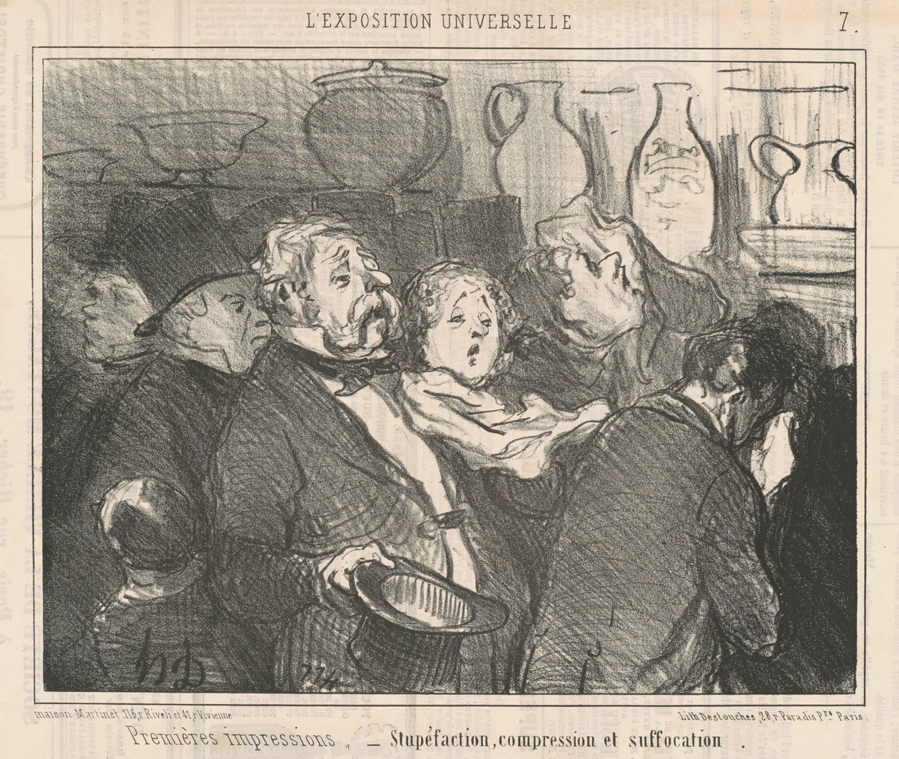 First Impressions... Astonishment... by Honoré Daumier