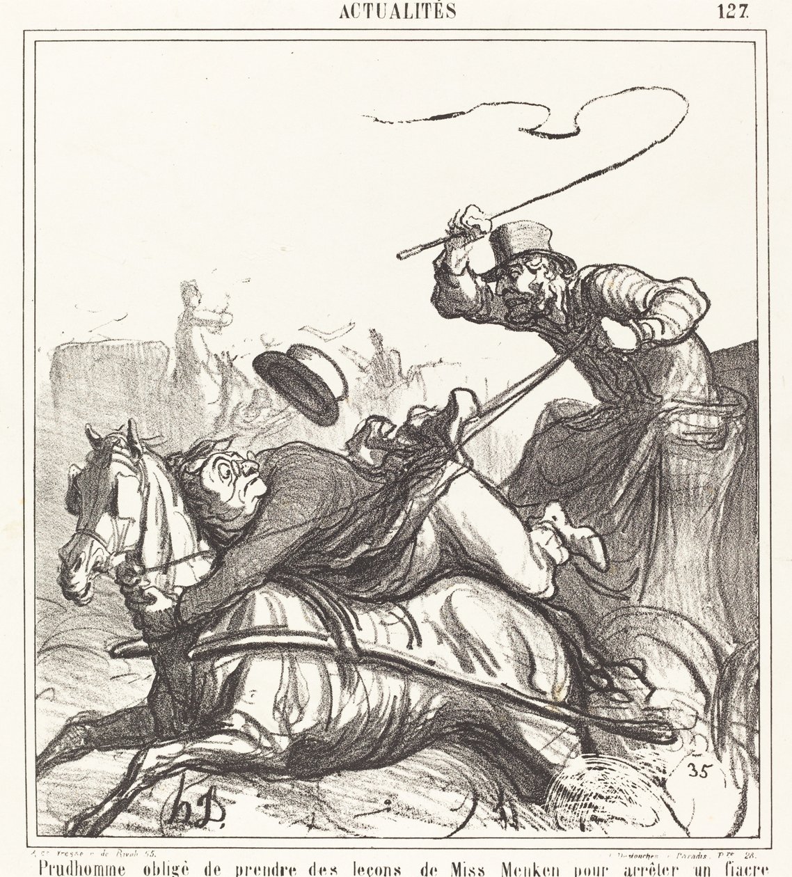 Prudhomme Forced to Take Lessons... by Honoré Daumier