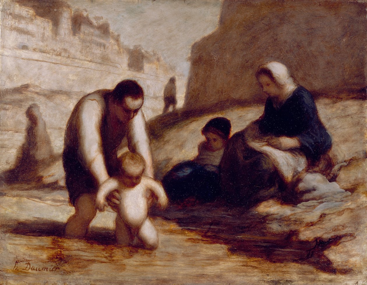 The First Bath by Honoré Daumier