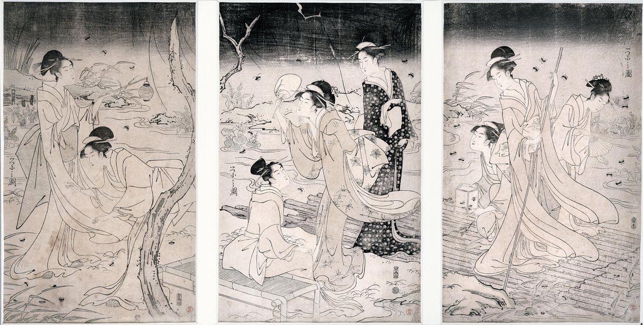 Hunting Fireflies at Nightfall, 1796-97 by Hosoda Eishi