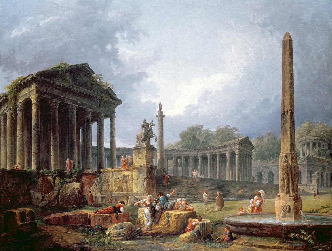 Architectural Capriccio with Obelisk, 1768 by Hubert Robert