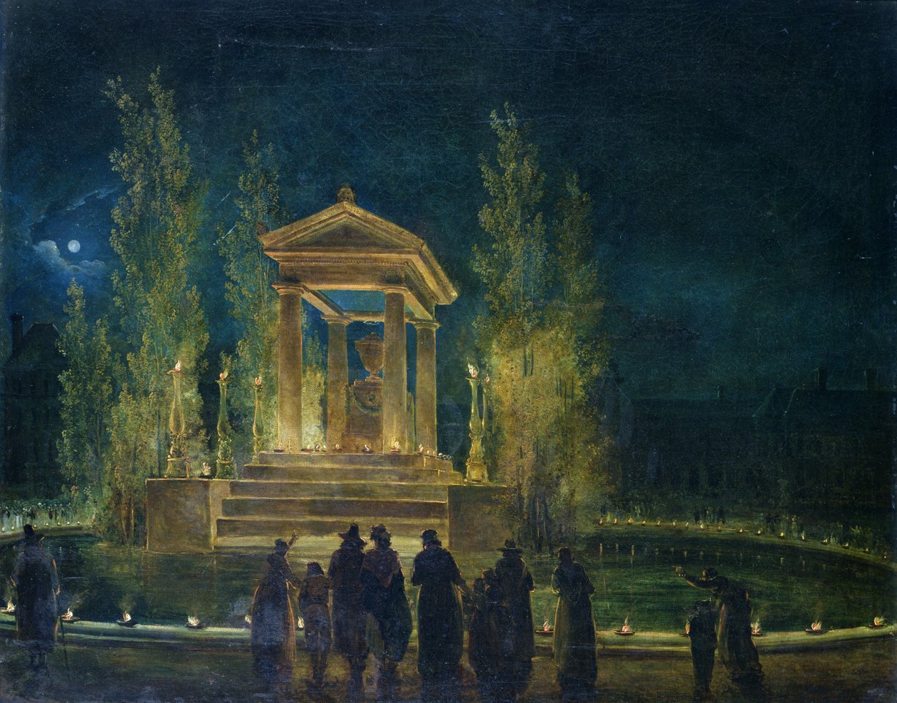 The Cenotaph of Jean Jacques Rousseau in the Tuileries, Paris by Hubert Robert