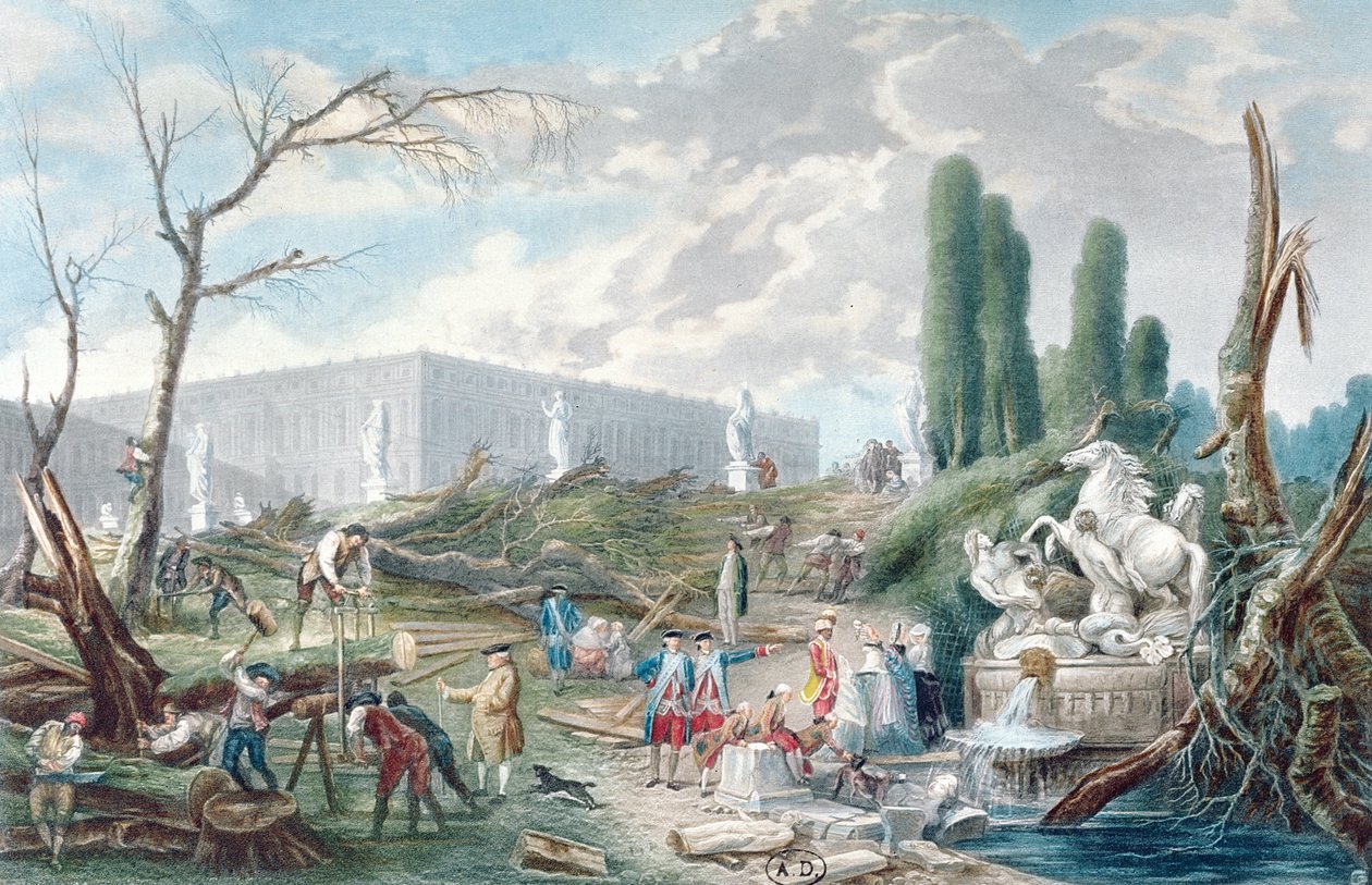 Tree Felling in the Garden of Versailles around the Baths of Apollo by Hubert Robert