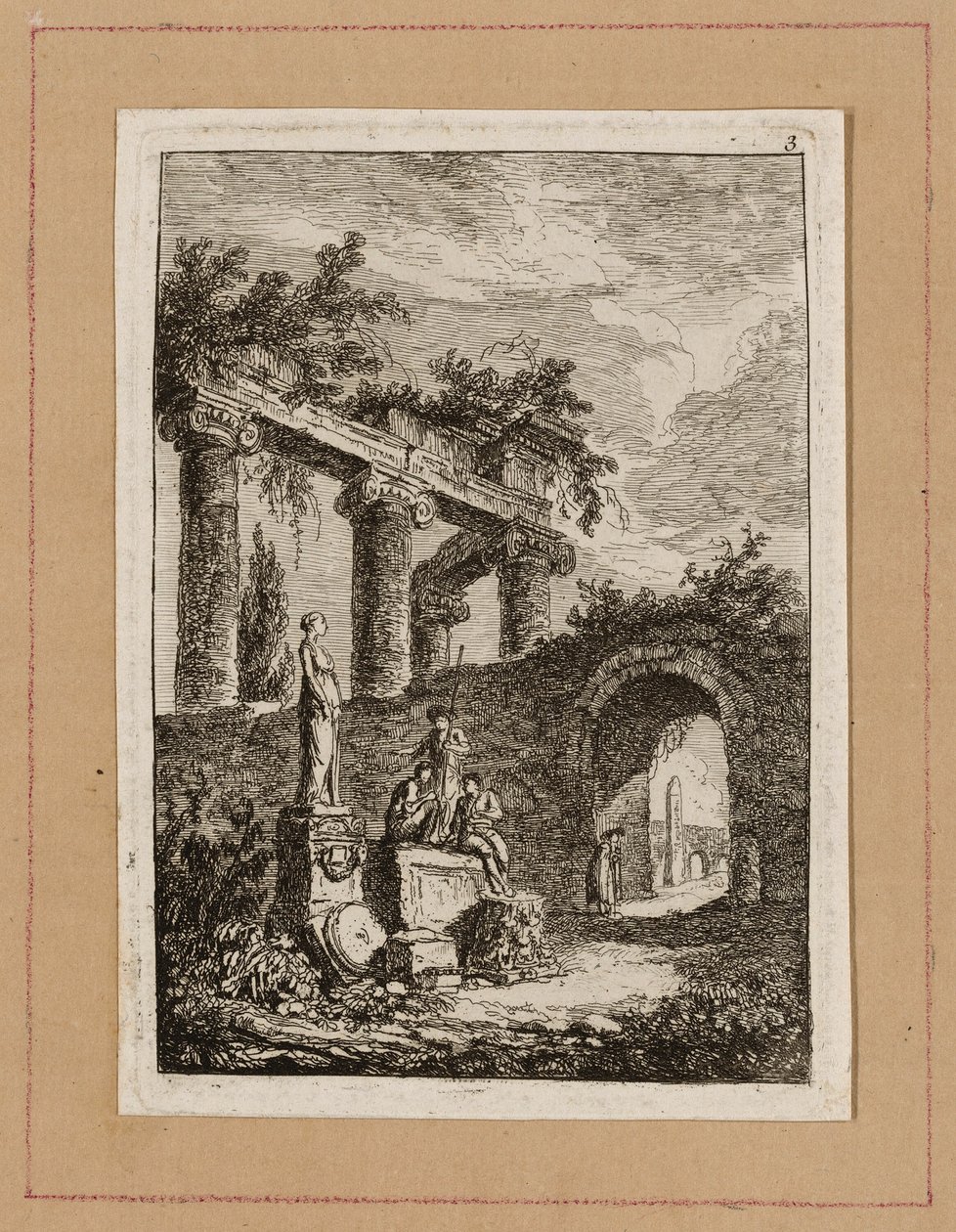 Plate Three from Evenings in Rome by Hubert Robert