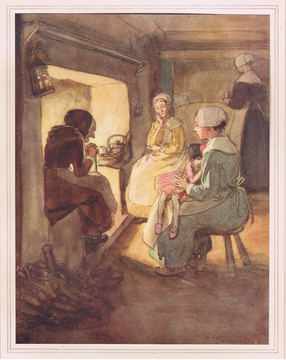 The old dame in the chimney corner by Hugh Thomson