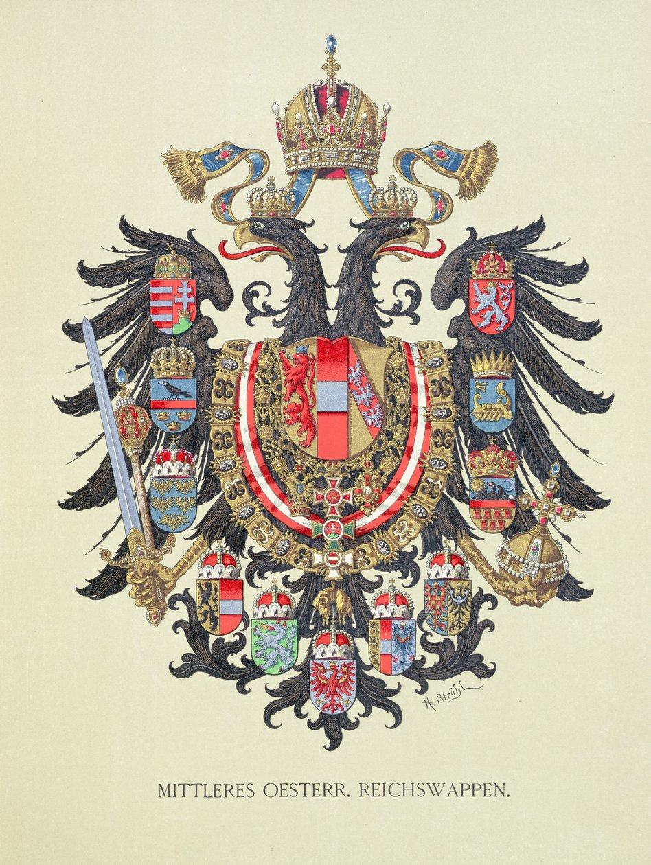 Plate with the coat of arms of the Austro-Hungarian Empire, from 